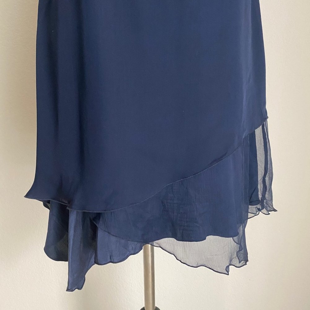 Alice & Olivia sz S 100% Silk spaghetti strap scoop neck asymmetrical shift mini - Picture 8 of 11